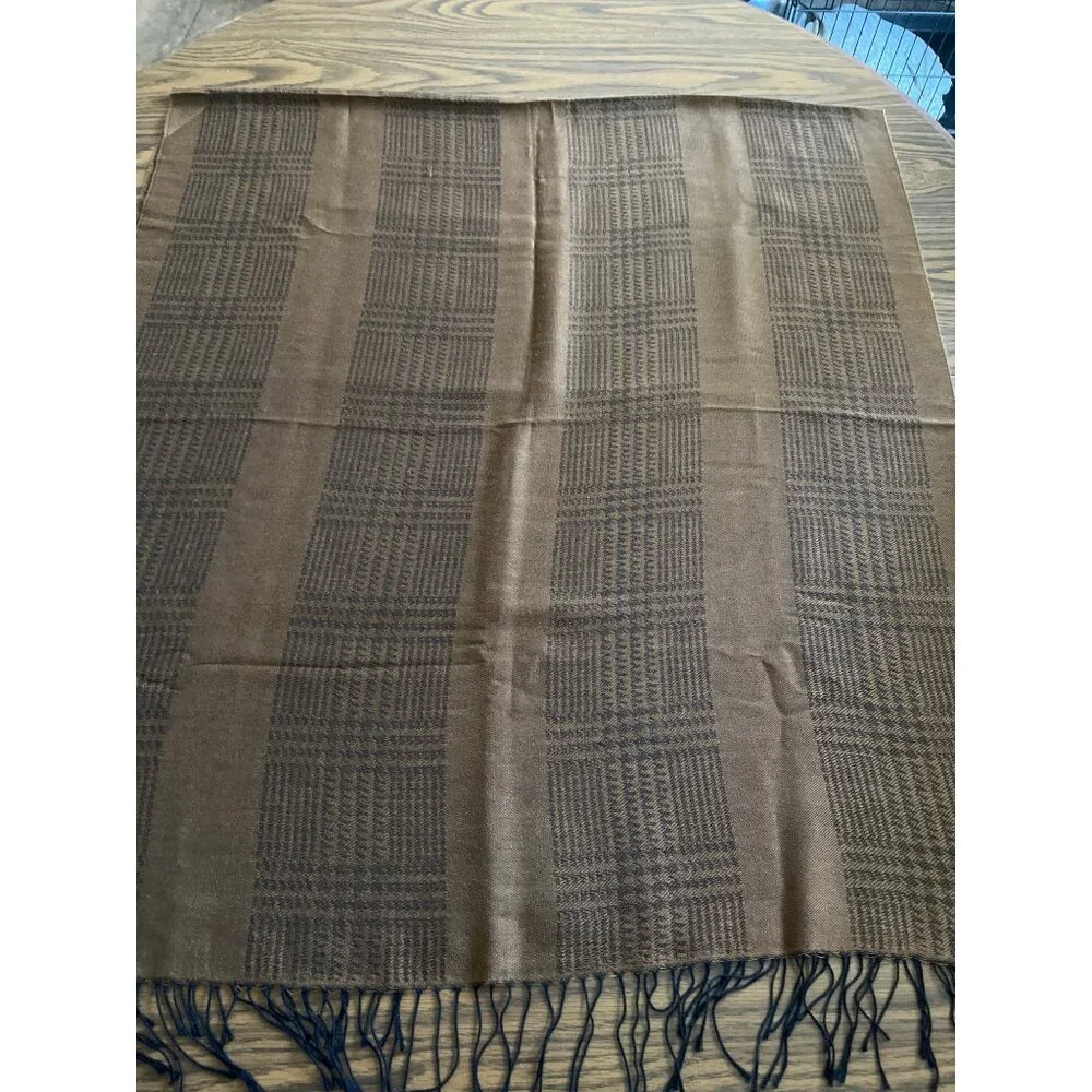 Antonello Serio made in Italy brown black scarf with fringe